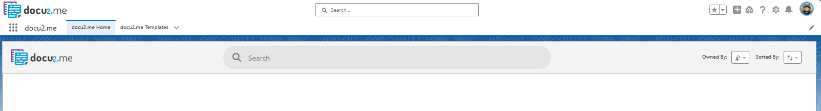 Search and filtering interface in docu2.me showing search bar and sorting options