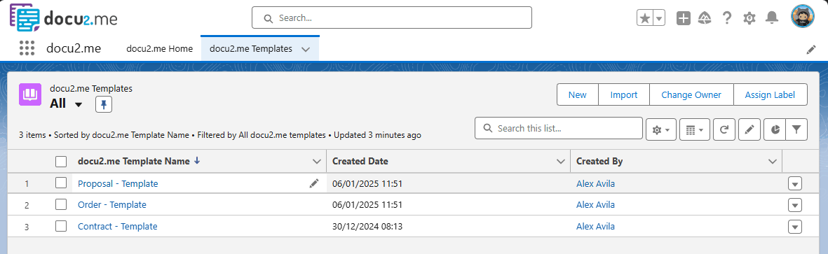 Animation showing the template visualization interface in docu2.me