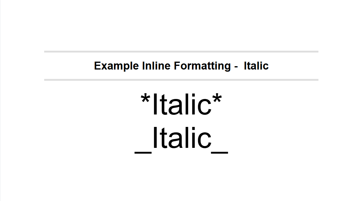 Example of inline italic formatting