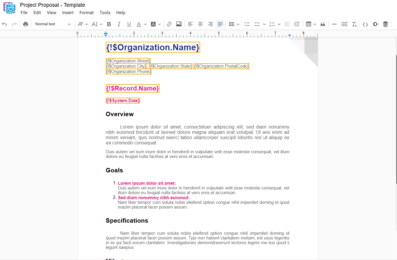 Example of decreasing font size