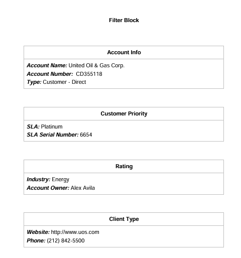 PDF preview showing all sections visible when filter conditions are met