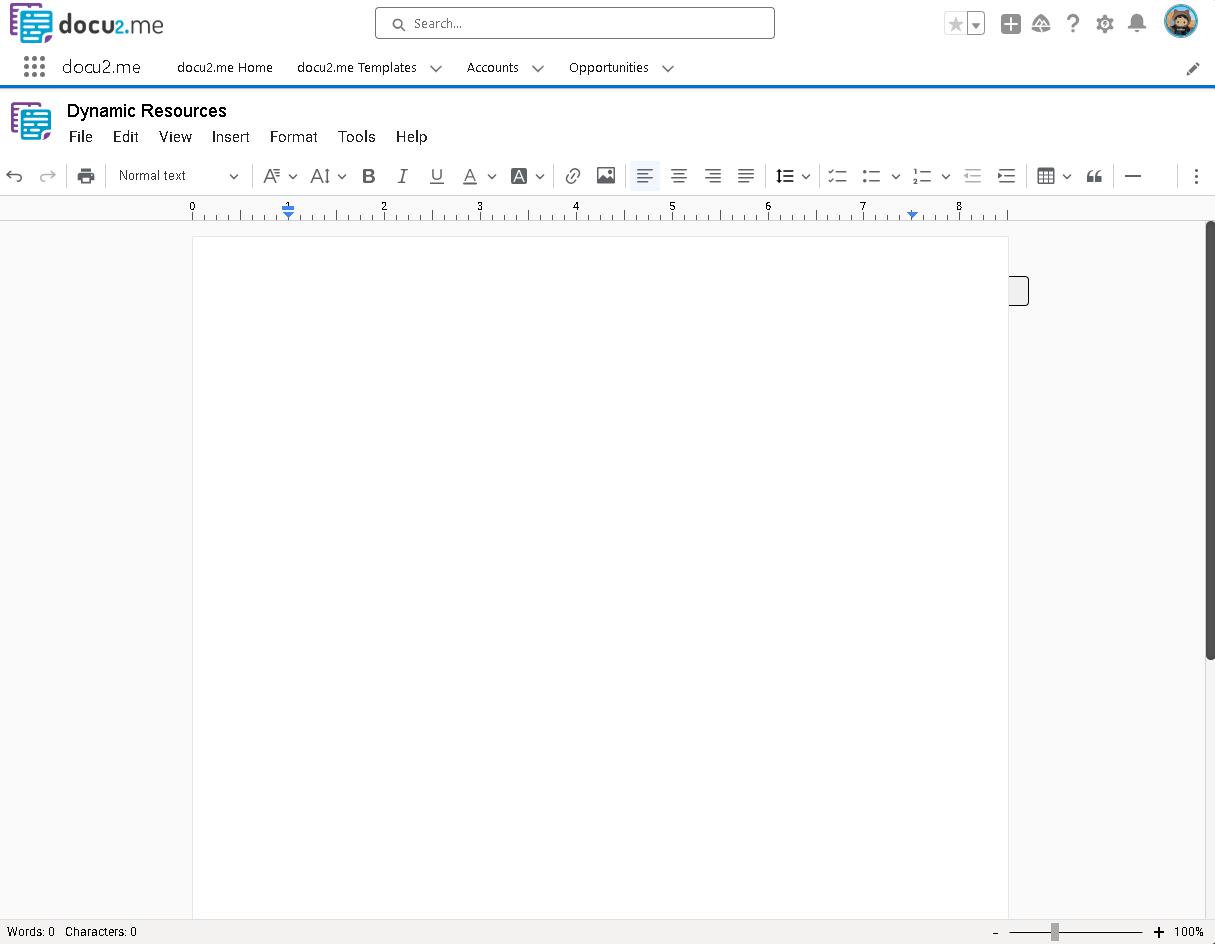 Creating a table structure in docu2.me