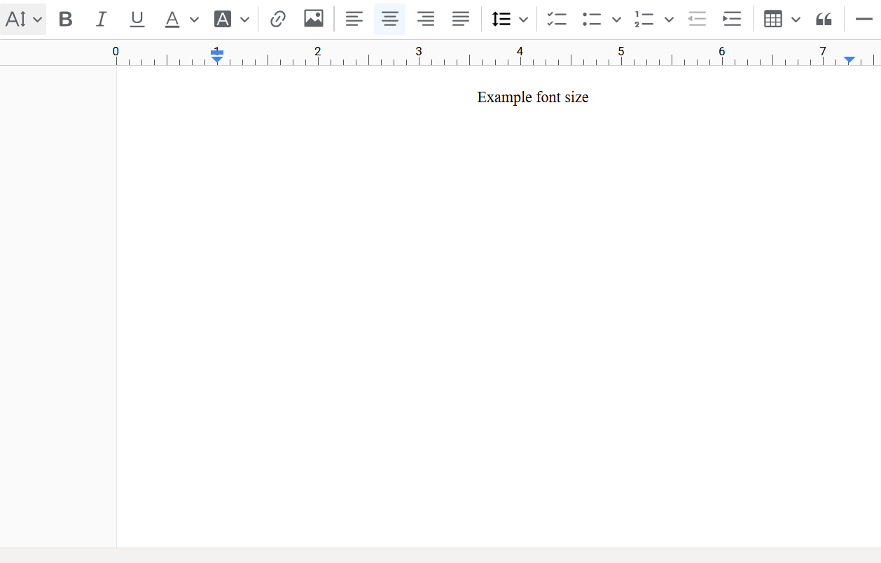 Animation showing font size adjustment in the toolbar